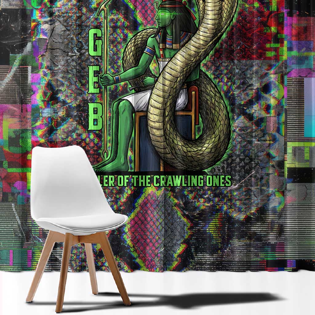 Geb Ancient Egyptian Window Curtain with Serpent Throne and Snake Skin Texture Egyptian Earth God Tribute - Wonder Print Shop