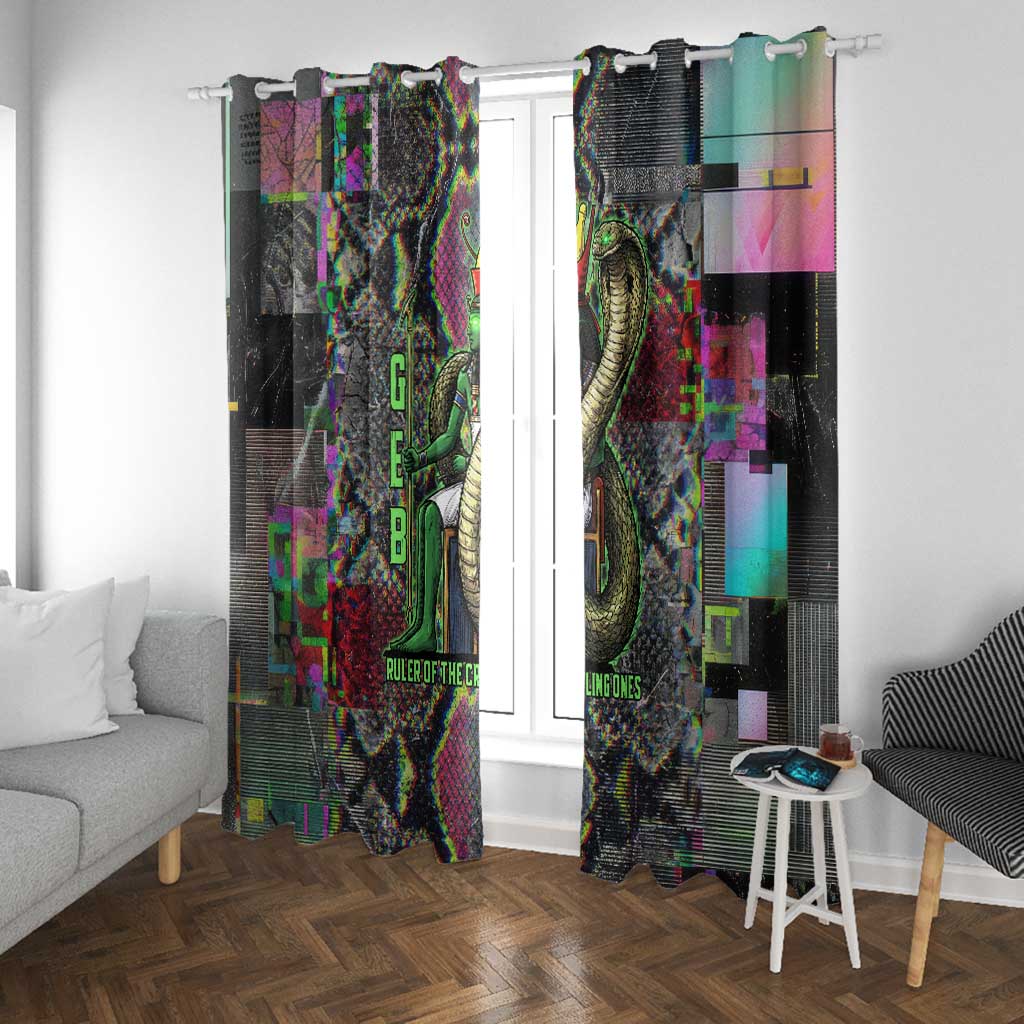 Geb Ancient Egyptian Window Curtain with Serpent Throne and Snake Skin Texture Egyptian Earth God Tribute - Wonder Print Shop