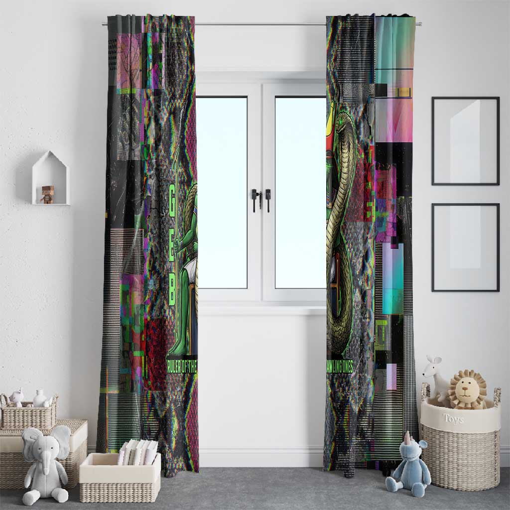 Geb Ancient Egyptian Window Curtain with Serpent Throne and Snake Skin Texture Egyptian Earth God Tribute - Wonder Print Shop