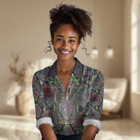 Geb Ancient Egyptian Women Casual Shirt with Serpent Throne and Snake Skin Texture Egyptian Earth God Tribute - Wonder Print Shop