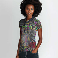 Geb Ancient Egyptian Women Polo Shirt with Serpent Throne and Snake Skin Texture Egyptian Earth God Tribute - Wonder Print Shop