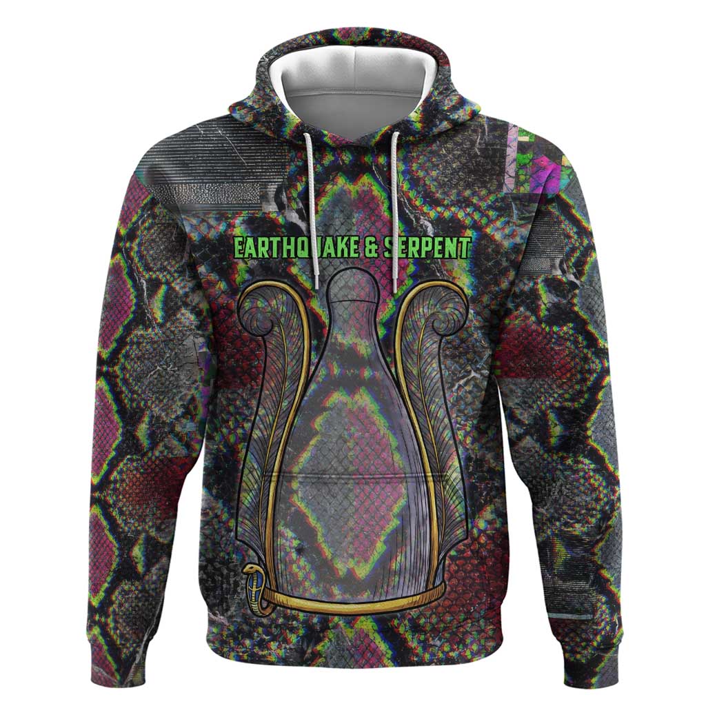 Geb Ancient Egyptian Zip Hoodie with Serpent Throne and Snake Skin Texture Egyptian Earth God Tribute - Wonder Print Shop