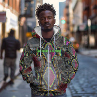Geb Ancient Egyptian Zip Hoodie with Serpent Throne and Snake Skin Texture Egyptian Earth God Tribute - Wonder Print Shop