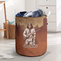 Geronimo Native American Laundry Basket Rifle and Desert Landscape Native American Warrior - Wonder Print Shop