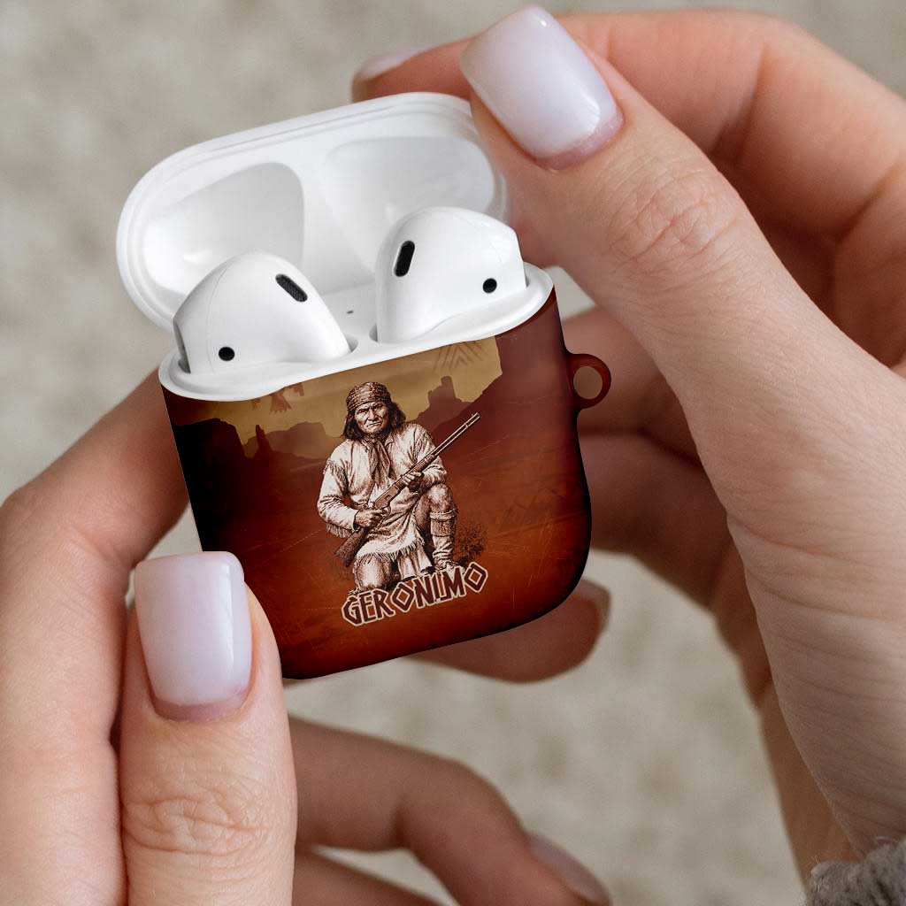 Geronimo Native American AirPods Case Rifle and Desert Landscape Native American Warrior - Wonder Print Shop