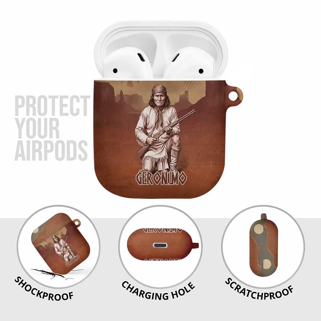 Geronimo Native American AirPods Case Rifle and Desert Landscape Native American Warrior - Wonder Print Shop