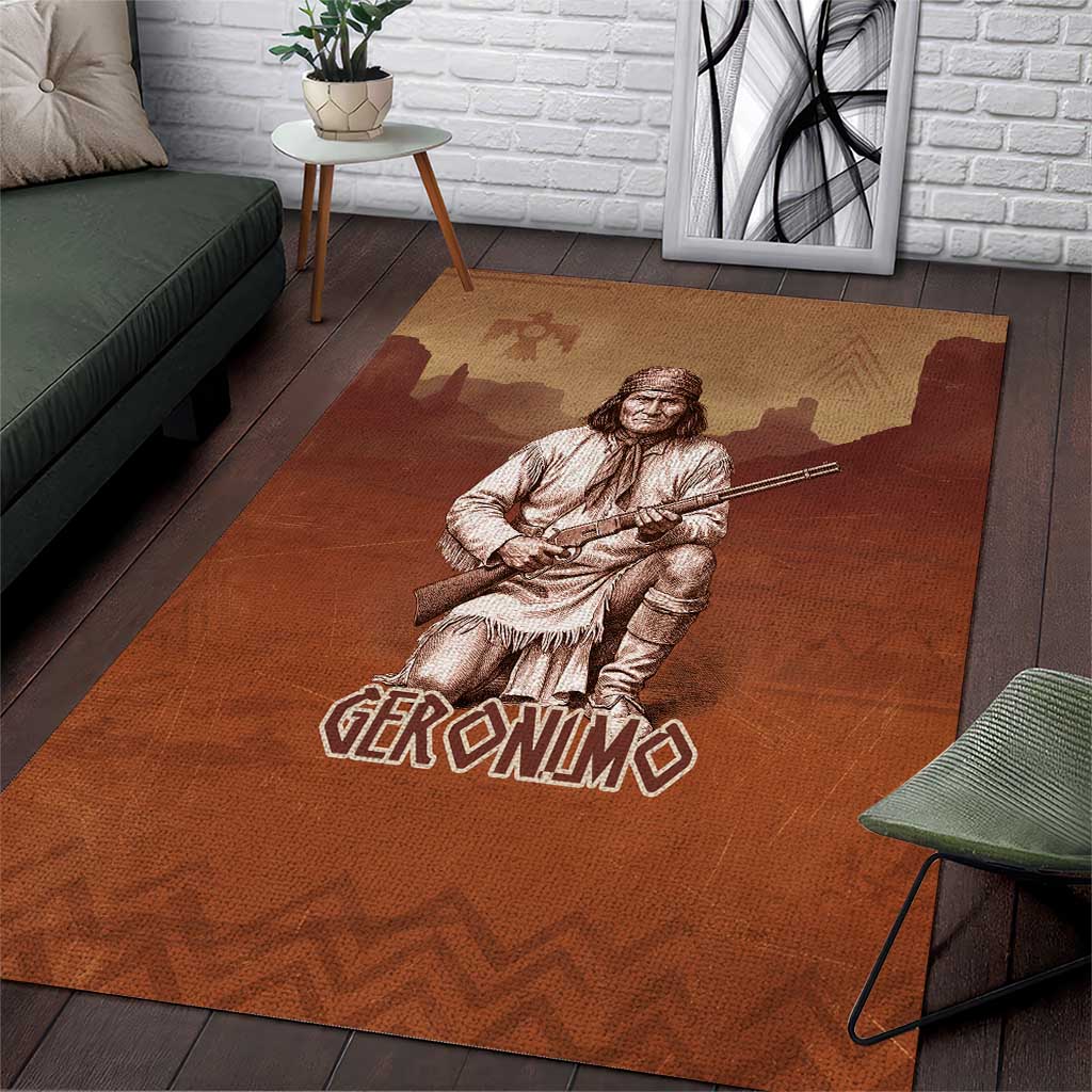 Geronimo Native American Area Rug Rifle and Desert Landscape Native American Warrior - Wonder Print Shop