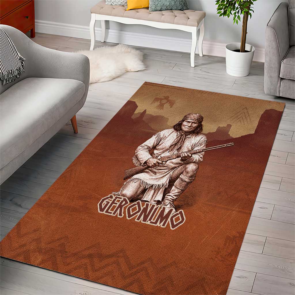 Geronimo Native American Area Rug Rifle and Desert Landscape Native American Warrior - Wonder Print Shop