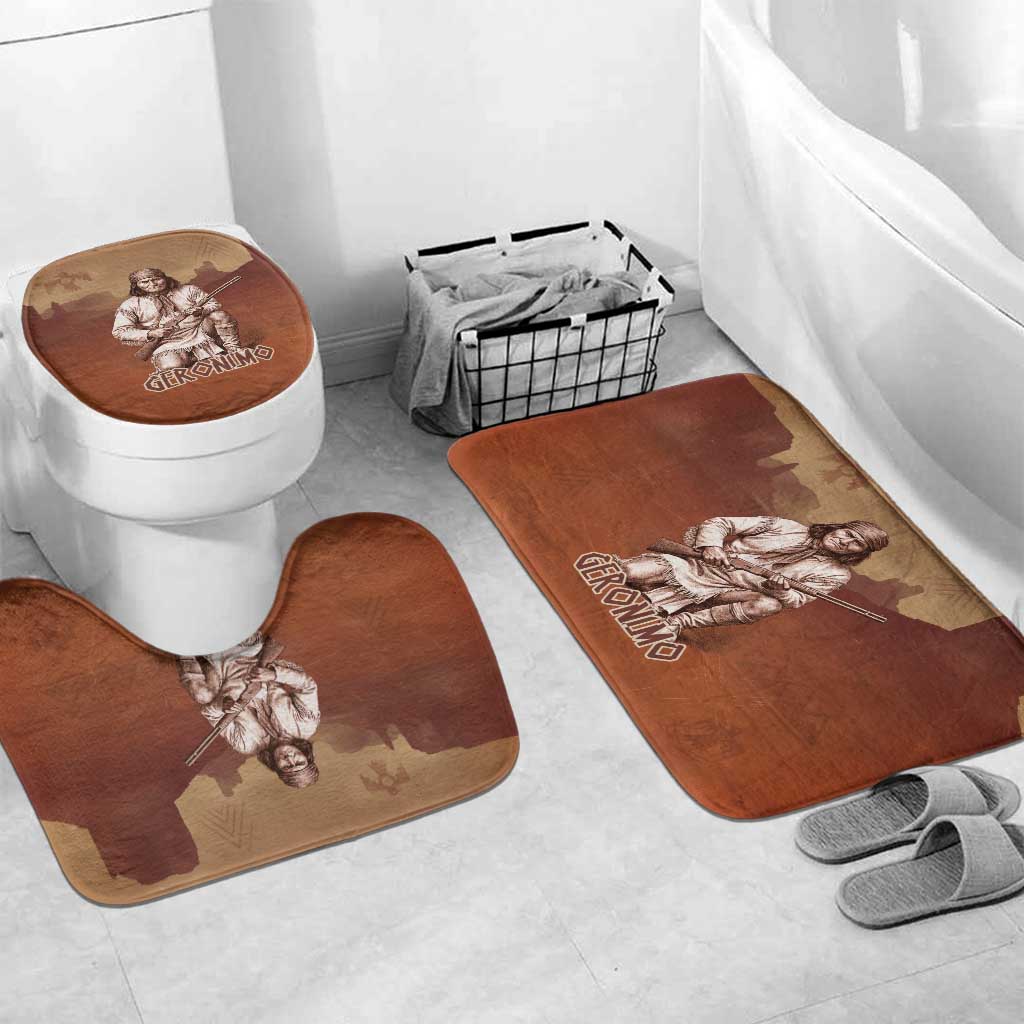 Geronimo Native American Bathroom Set Rifle and Desert Landscape Native American Warrior - Wonder Print Shop