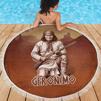 Geronimo Native American Beach Blanket Rifle and Desert Landscape Native American Warrior - Wonder Print Shop