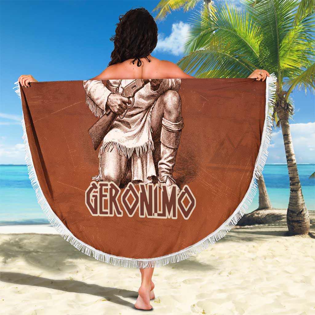 Geronimo Native American Beach Blanket Rifle and Desert Landscape Native American Warrior - Wonder Print Shop