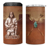 Geronimo Native American 4 in 1 Can Cooler Tumbler Rifle and Desert Landscape Native American Warrior - Wonder Print Shop