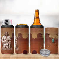 Geronimo Native American 4 in 1 Can Cooler Tumbler Rifle and Desert Landscape Native American Warrior - Wonder Print Shop