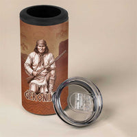 Geronimo Native American 4 in 1 Can Cooler Tumbler Rifle and Desert Landscape Native American Warrior - Wonder Print Shop