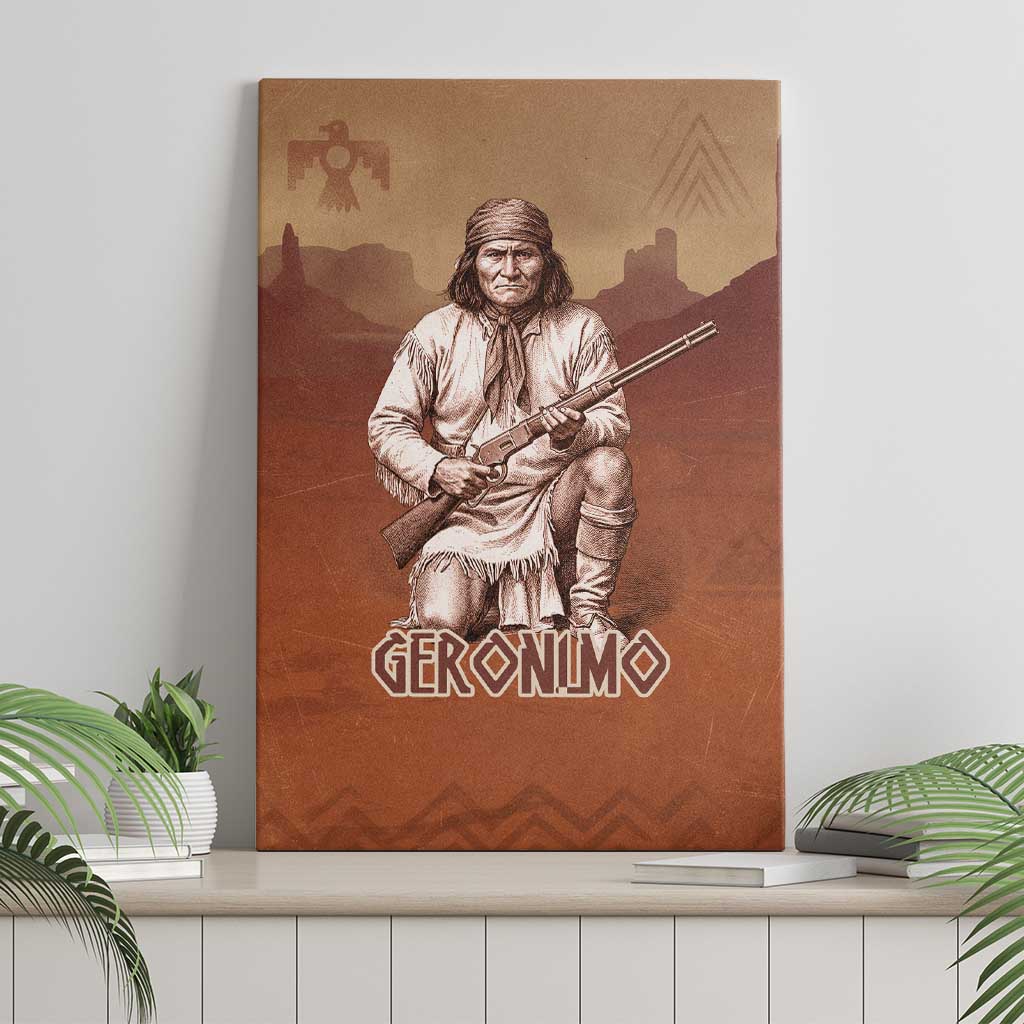 Geronimo Native American Canvas Wall Art Rifle and Desert Landscape Native American Warrior - Wonder Print Shop