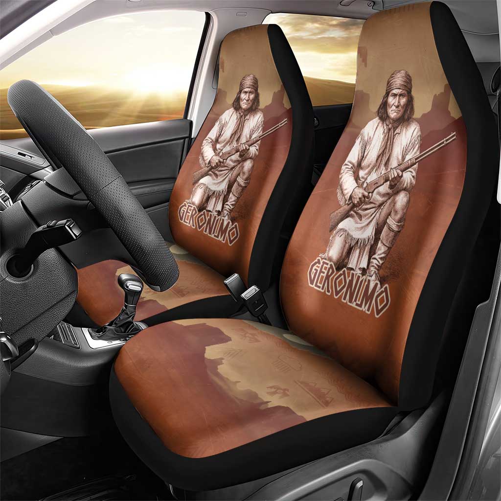 Geronimo Native American Car Seat Cover Rifle and Desert Landscape Native American Warrior - Wonder Print Shop