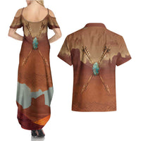 Geronimo Native American Couples Matching Summer Maxi Dress and Hawaiian Shirt Rifle and Desert Landscape Native American Warrior - Wonder Print Shop