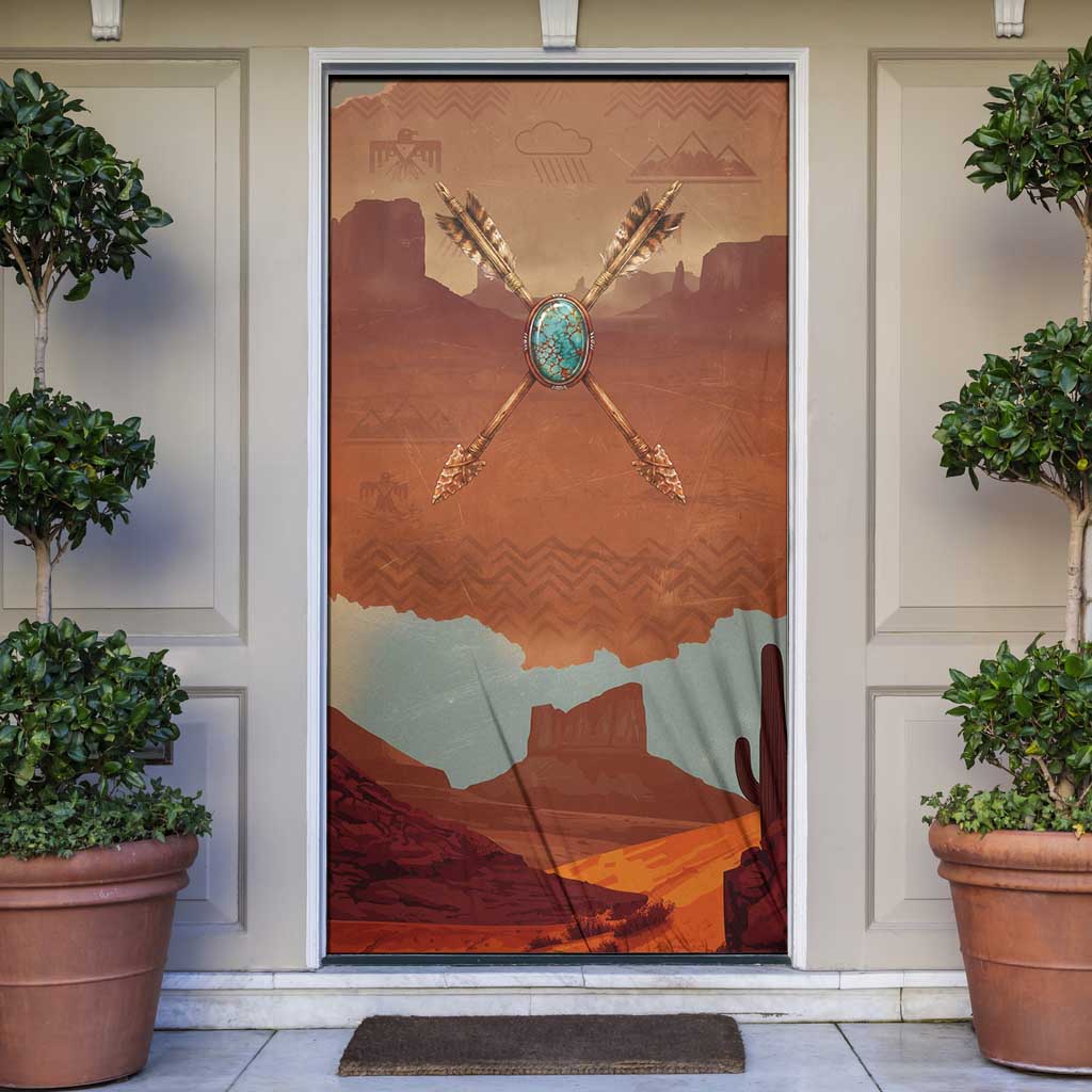 Geronimo Native American Door Cover Rifle and Desert Landscape Native American Warrior - Wonder Print Shop