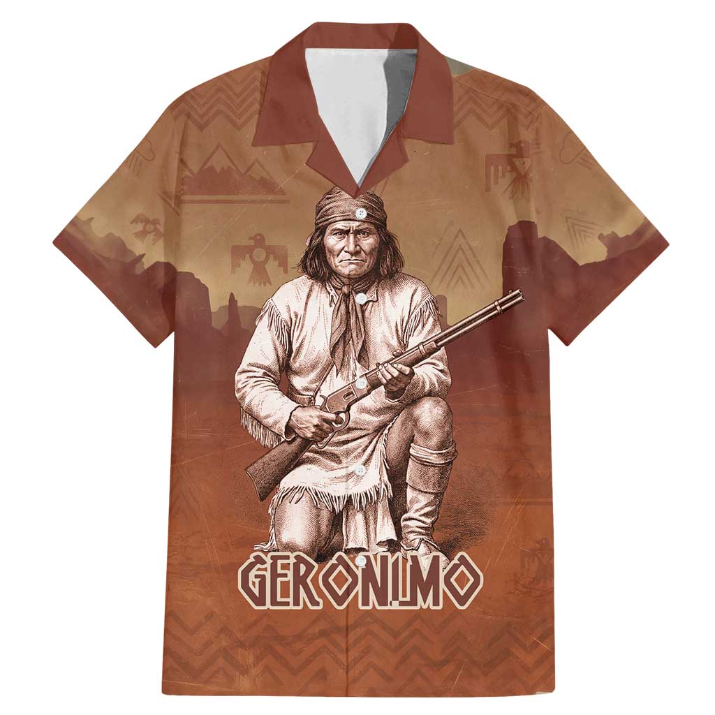 Geronimo Native American Family Matching Mermaid Dress and Hawaiian Shirt Rifle and Desert Landscape Native American Warrior - Wonder Print Shop