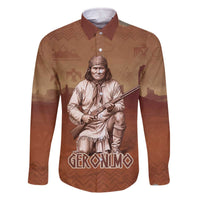 Geronimo Native American Family Matching Off The Shoulder Long Sleeve Dress and Hawaiian Shirt Rifle and Desert Landscape Native American Warrior - Wonder Print Shop