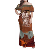 Geronimo Native American Family Matching Off Shoulder Maxi Dress and Hawaiian Shirt Rifle and Desert Landscape Native American Warrior - Wonder Print Shop