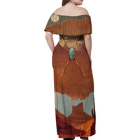 Geronimo Native American Family Matching Off Shoulder Maxi Dress and Hawaiian Shirt Rifle and Desert Landscape Native American Warrior - Wonder Print Shop