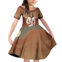 Geronimo Native American Family Matching Off Shoulder Short Dress and Hawaiian Shirt Rifle and Desert Landscape Native American Warrior - Wonder Print Shop