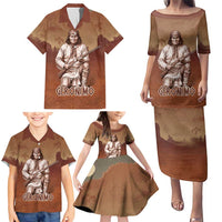 Geronimo Native American Family Matching Puletasi and Hawaiian Shirt Rifle and Desert Landscape Native American Warrior - Wonder Print Shop