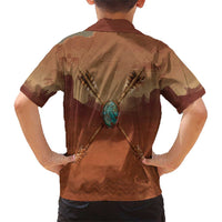 Geronimo Native American Family Matching Short Sleeve Bodycon Dress and Hawaiian Shirt Rifle and Desert Landscape Native American Warrior - Wonder Print Shop
