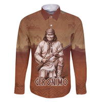 Geronimo Native American Family Matching Short Sleeve Bodycon Dress and Hawaiian Shirt Rifle and Desert Landscape Native American Warrior - Wonder Print Shop