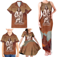 Geronimo Native American Family Matching Tank Maxi Dress and Hawaiian Shirt Rifle and Desert Landscape Native American Warrior - Wonder Print Shop