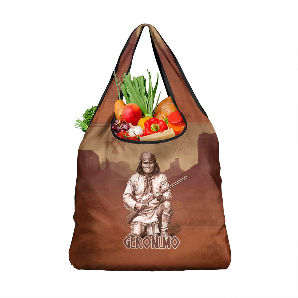 Geronimo Native American Grocery Bag Rifle and Desert Landscape Native American Warrior - Wonder Print Shop