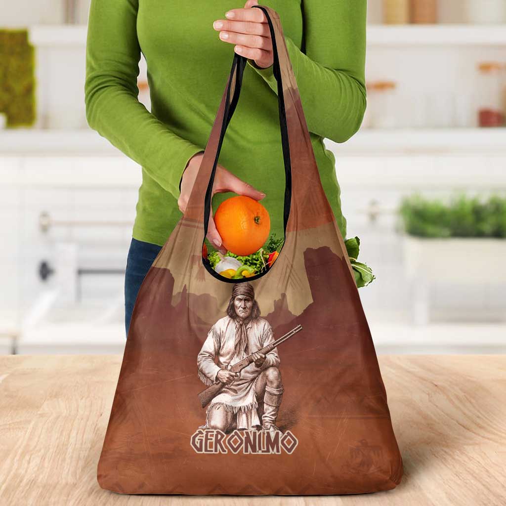 Geronimo Native American Grocery Bag Rifle and Desert Landscape Native American Warrior - Wonder Print Shop