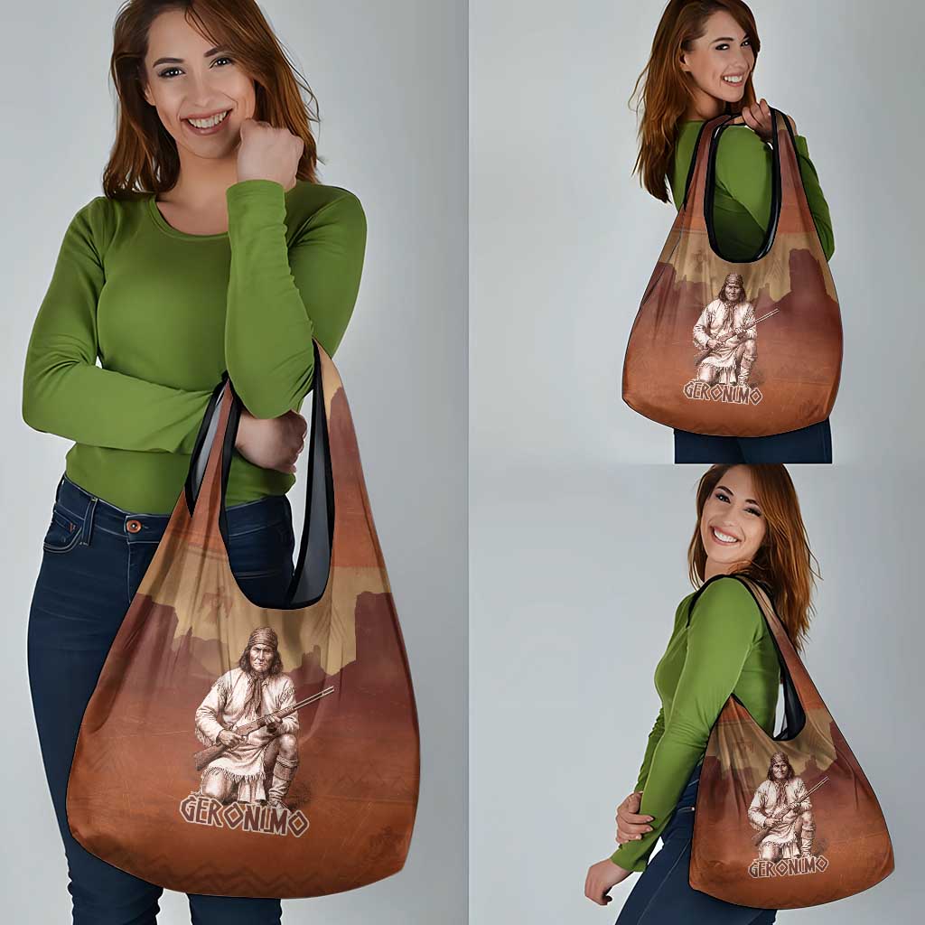 Geronimo Native American Grocery Bag Rifle and Desert Landscape Native American Warrior - Wonder Print Shop