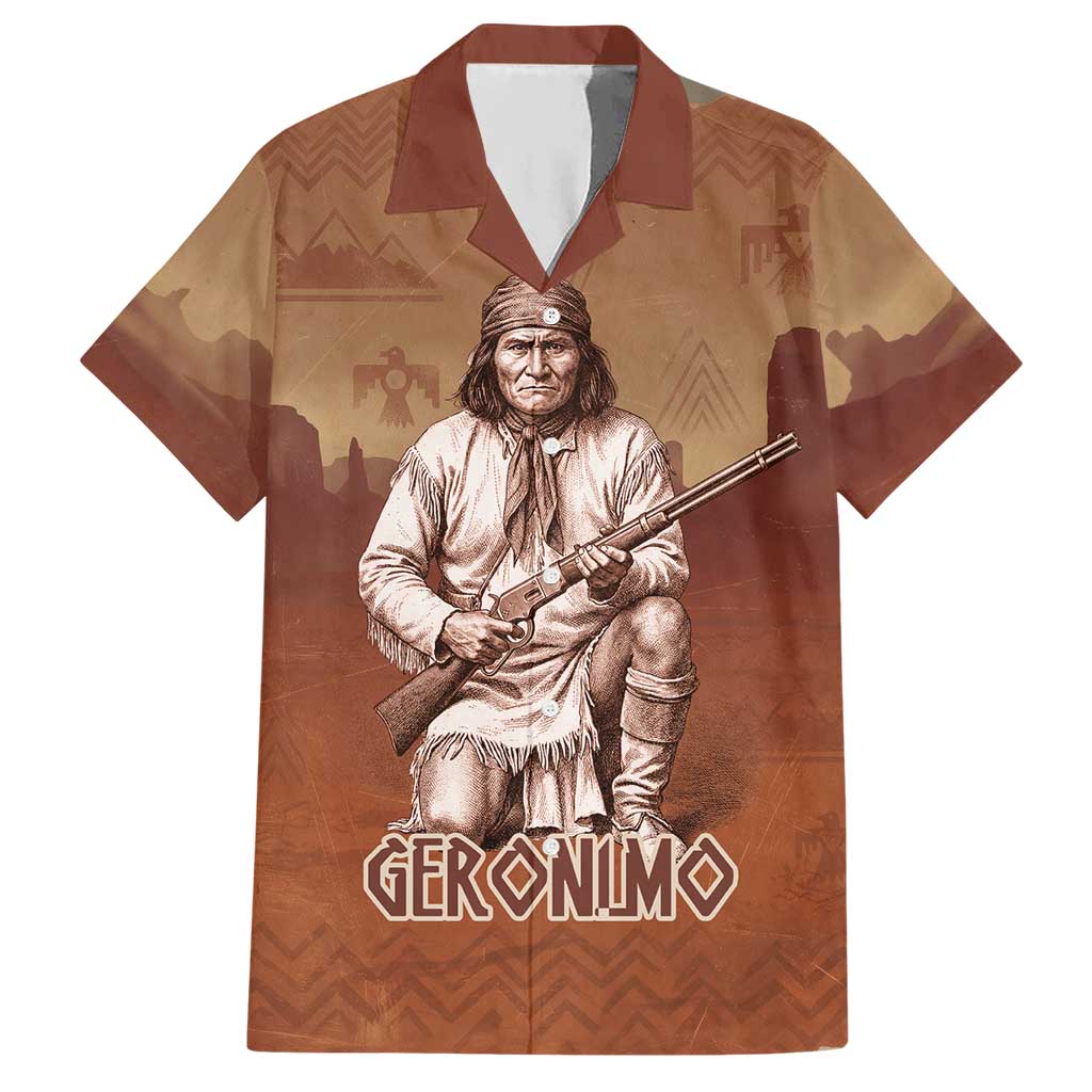 Geronimo Native American Hawaiian Shirt Rifle and Desert Landscape Native American Warrior - Wonder Print Shop