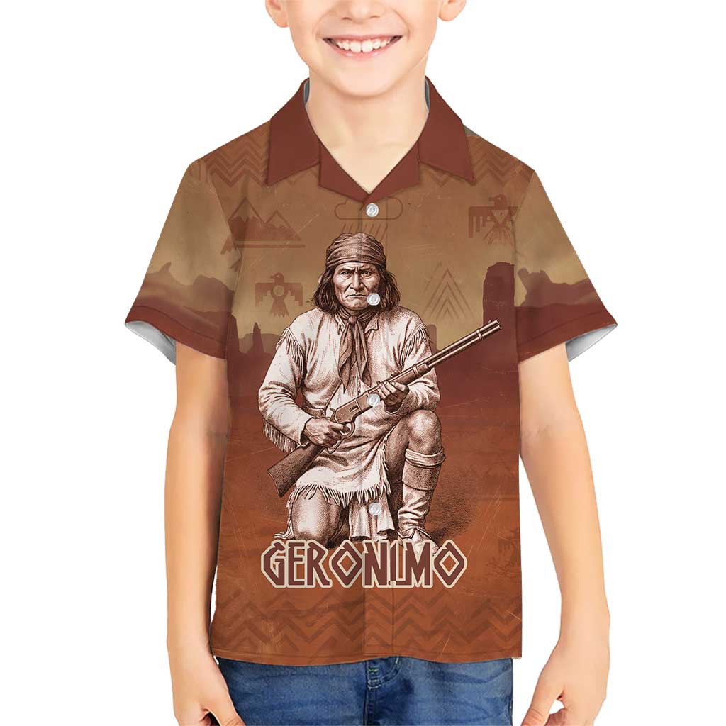 Geronimo Native American Hawaiian Shirt Rifle and Desert Landscape Native American Warrior - Wonder Print Shop