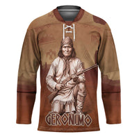 Geronimo Native American Hockey Jersey Rifle and Desert Landscape Native American Warrior - Wonder Print Shop