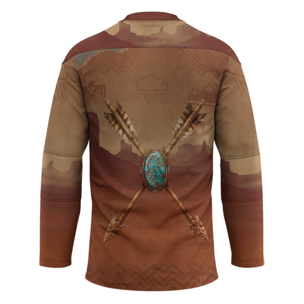 Geronimo Native American Hockey Jersey Rifle and Desert Landscape Native American Warrior - Wonder Print Shop