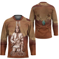 Geronimo Native American Hockey Jersey Rifle and Desert Landscape Native American Warrior - Wonder Print Shop