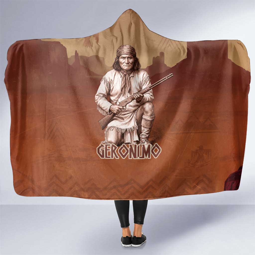 Geronimo Native American Hooded Blanket Rifle and Desert Landscape Native American Warrior - Wonder Print Shop