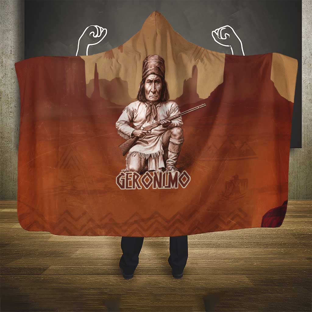 Geronimo Native American Hooded Blanket Rifle and Desert Landscape Native American Warrior - Wonder Print Shop