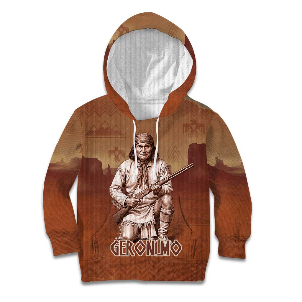 Geronimo Native American Kid Hoodie Rifle and Desert Landscape Native American Warrior - Wonder Print Shop