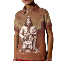 Geronimo Native American Kid Polo Shirt Rifle and Desert Landscape Native American Warrior - Wonder Print Shop