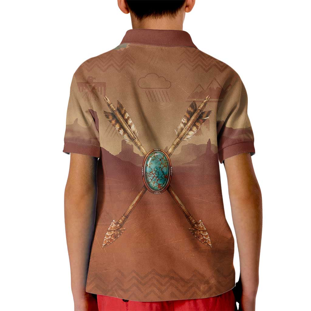 Geronimo Native American Kid Polo Shirt Rifle and Desert Landscape Native American Warrior - Wonder Print Shop