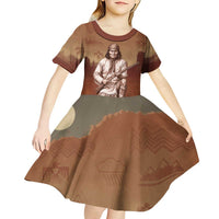 Geronimo Native American Kid Short Sleeve Dress Rifle and Desert Landscape Native American Warrior - Wonder Print Shop