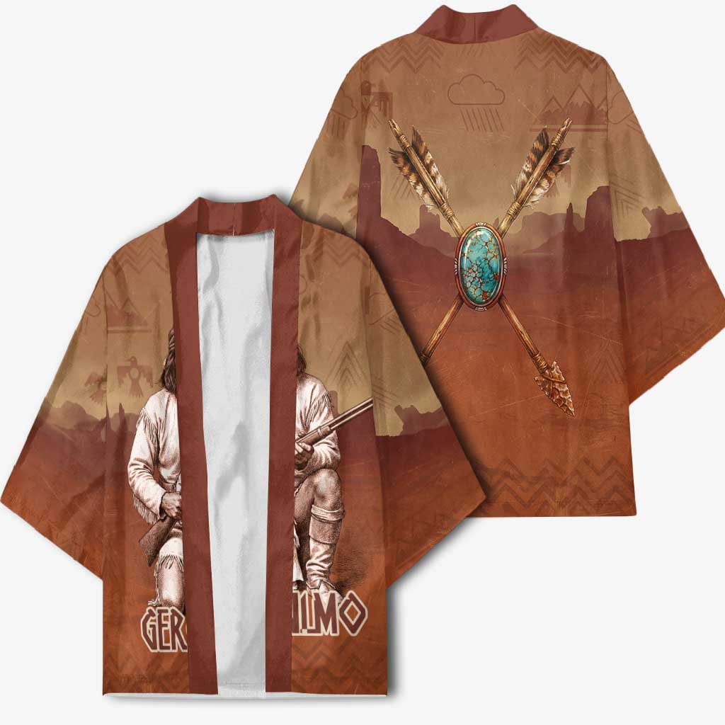 Geronimo Native American Kimono Rifle and Desert Landscape Native American Warrior - Wonder Print Shop