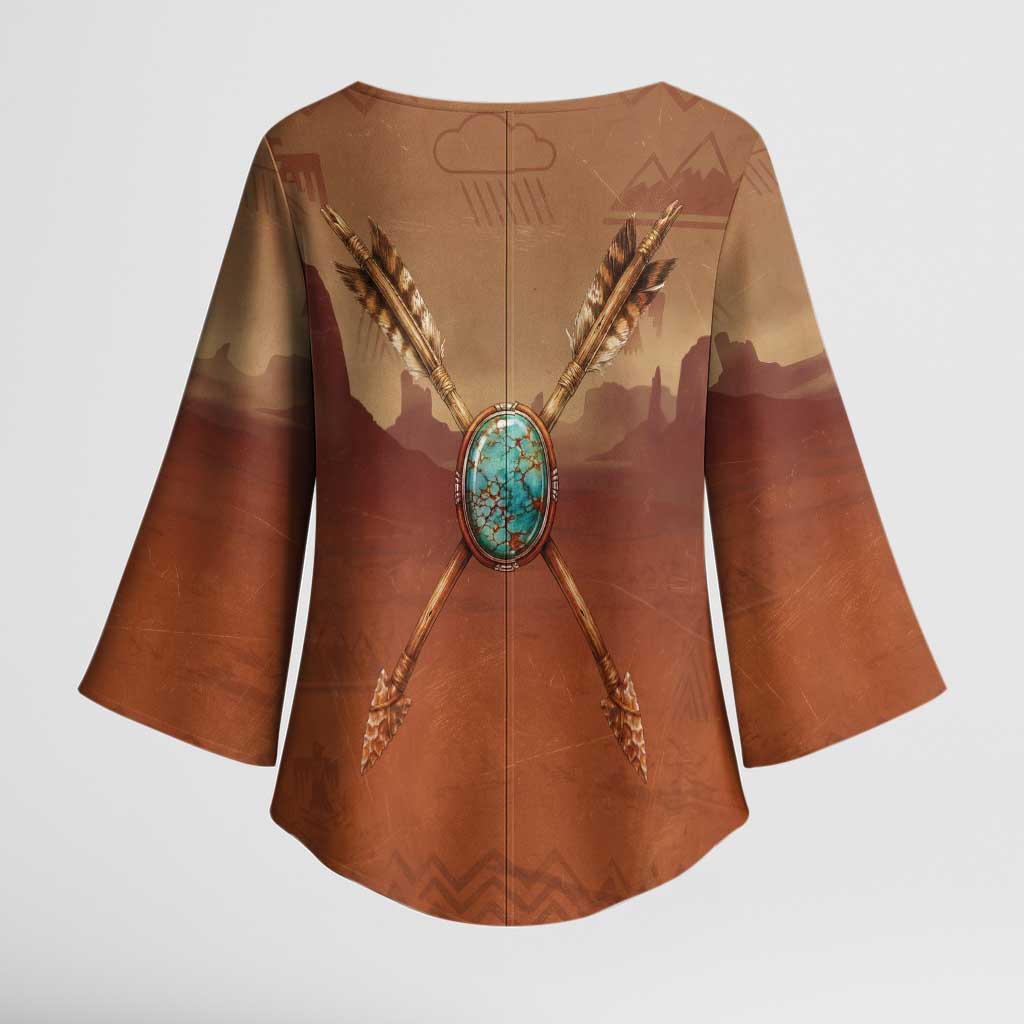 Geronimo Native American Kimono Sleeve Blouse Rifle and Desert Landscape Native American Warrior - Wonder Print Shop