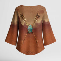 Geronimo Native American Kimono Sleeve Blouse Rifle and Desert Landscape Native American Warrior - Wonder Print Shop