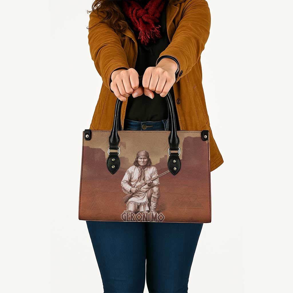 Geronimo Native American Leather Bag Rifle and Desert Landscape Native American Warrior - Wonder Print Shop