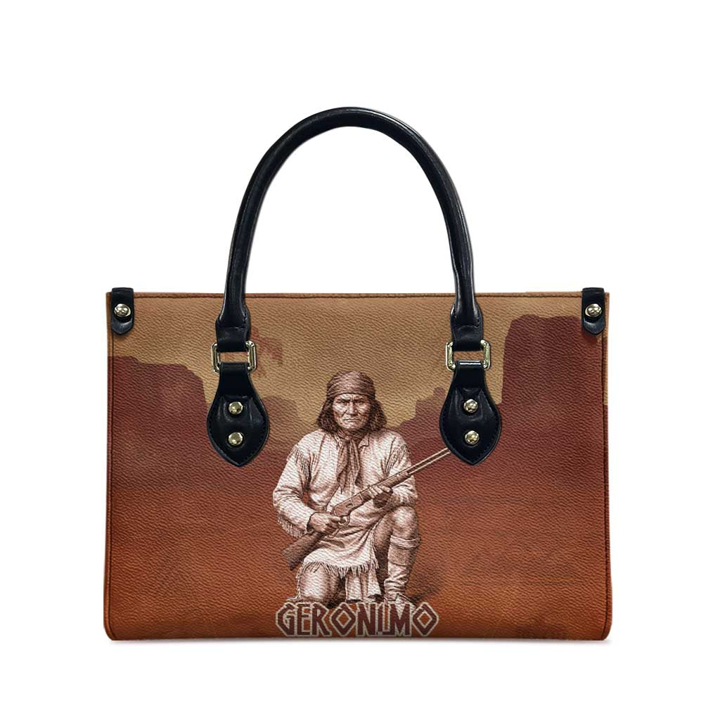 Geronimo Native American Leather Bag Rifle and Desert Landscape Native American Warrior - Wonder Print Shop